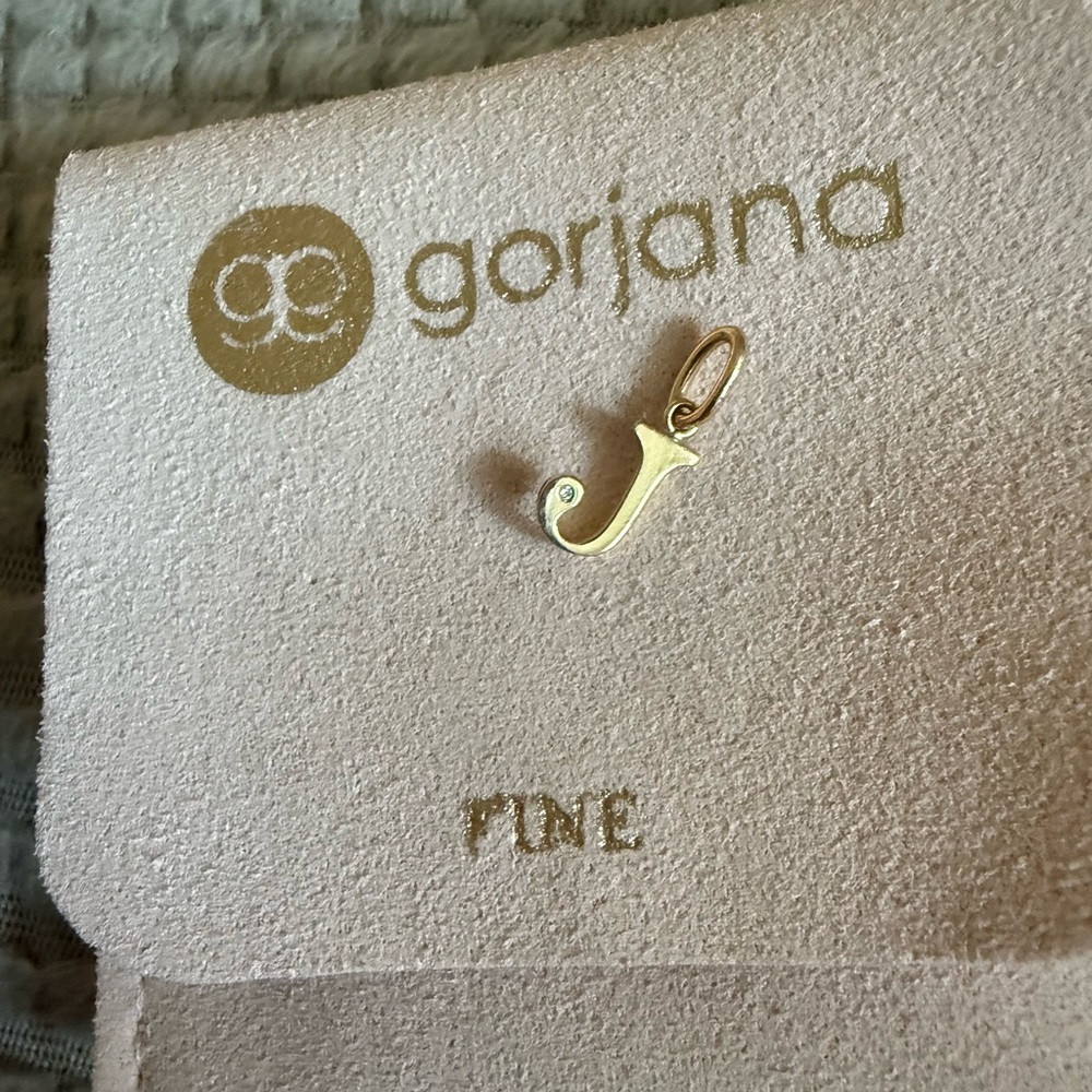 Gorjana Gold Initial J Charm 14k gold and diamond